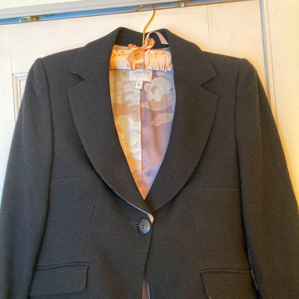 Armani Collezioni Black Textured Blazer Size 6